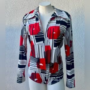 Vintage 70s Bodysuit red black white Size L